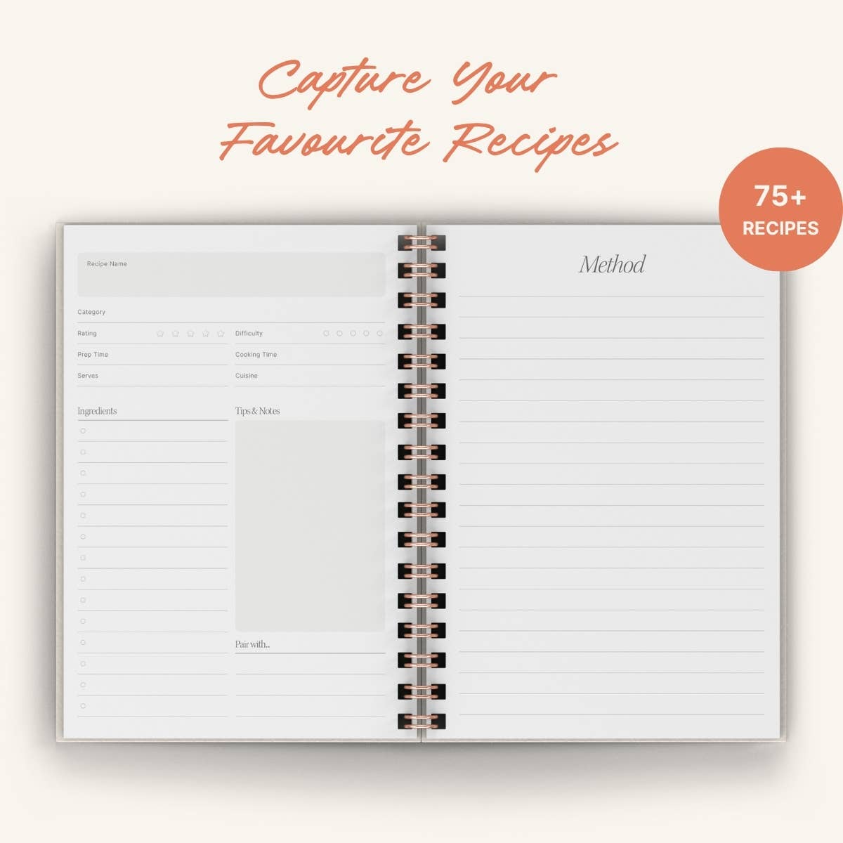 Olive Recipe Journal | A5 Spiral Hardcover Recipe Book