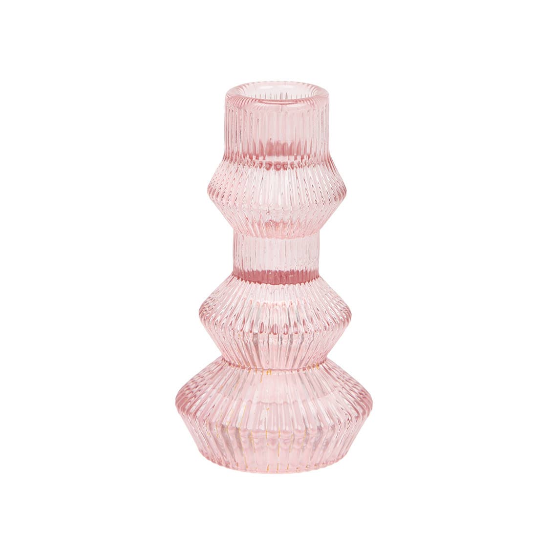 Ribbed Pink Glass Candle Holder | Home Decor | Mothers Day |