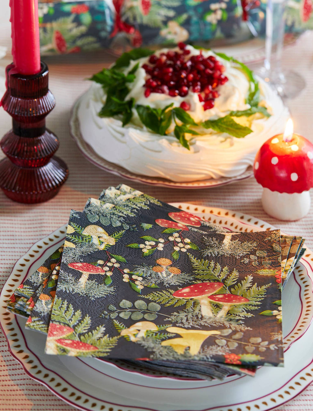 Burgundy Red Ribbed 3 Tier Glass Candle Holder