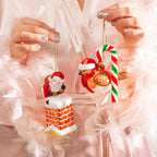 Santa Climbing Down the Chimney - Hanging Decoration