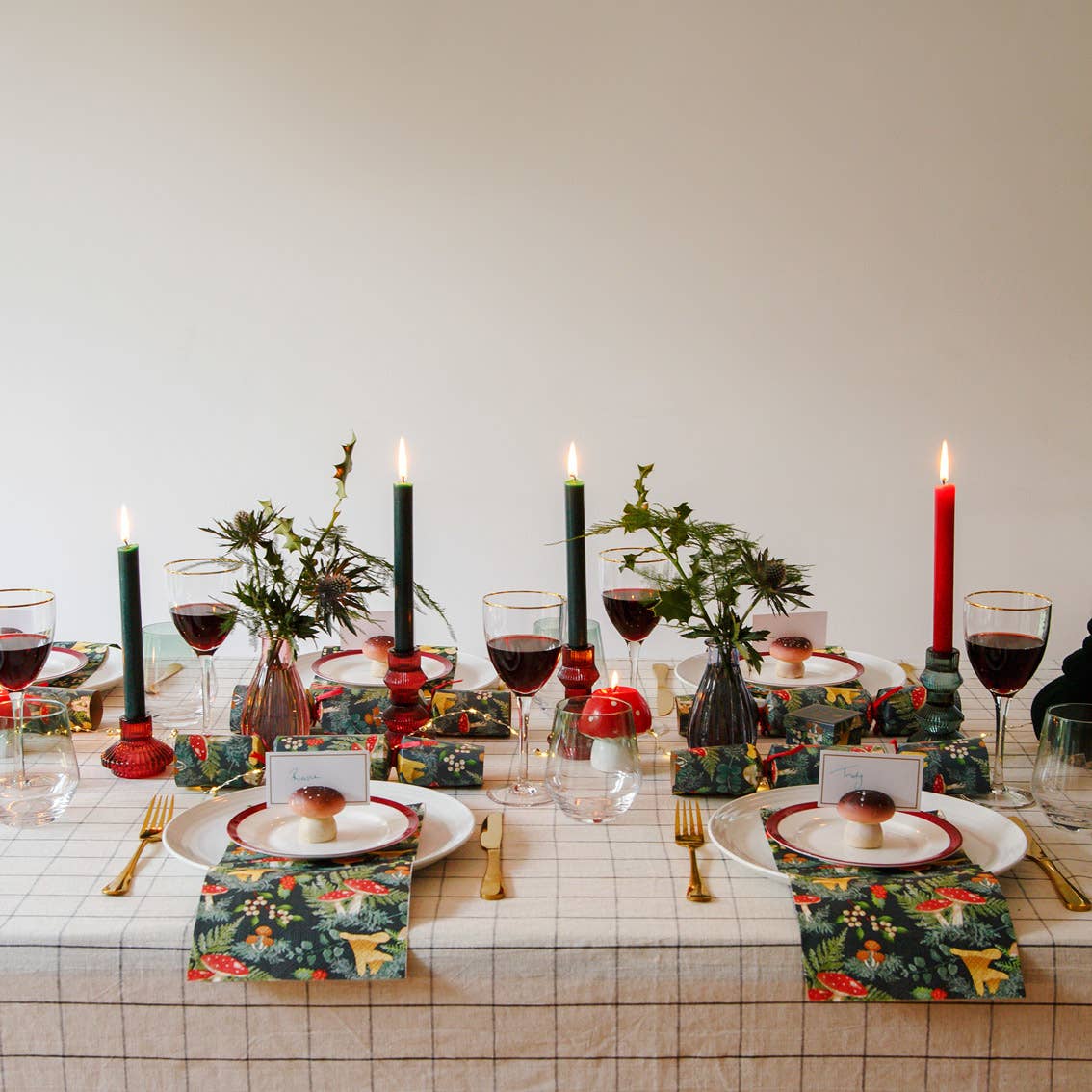 Burgundy Red Ribbed 3 Tier Glass Candle Holder
