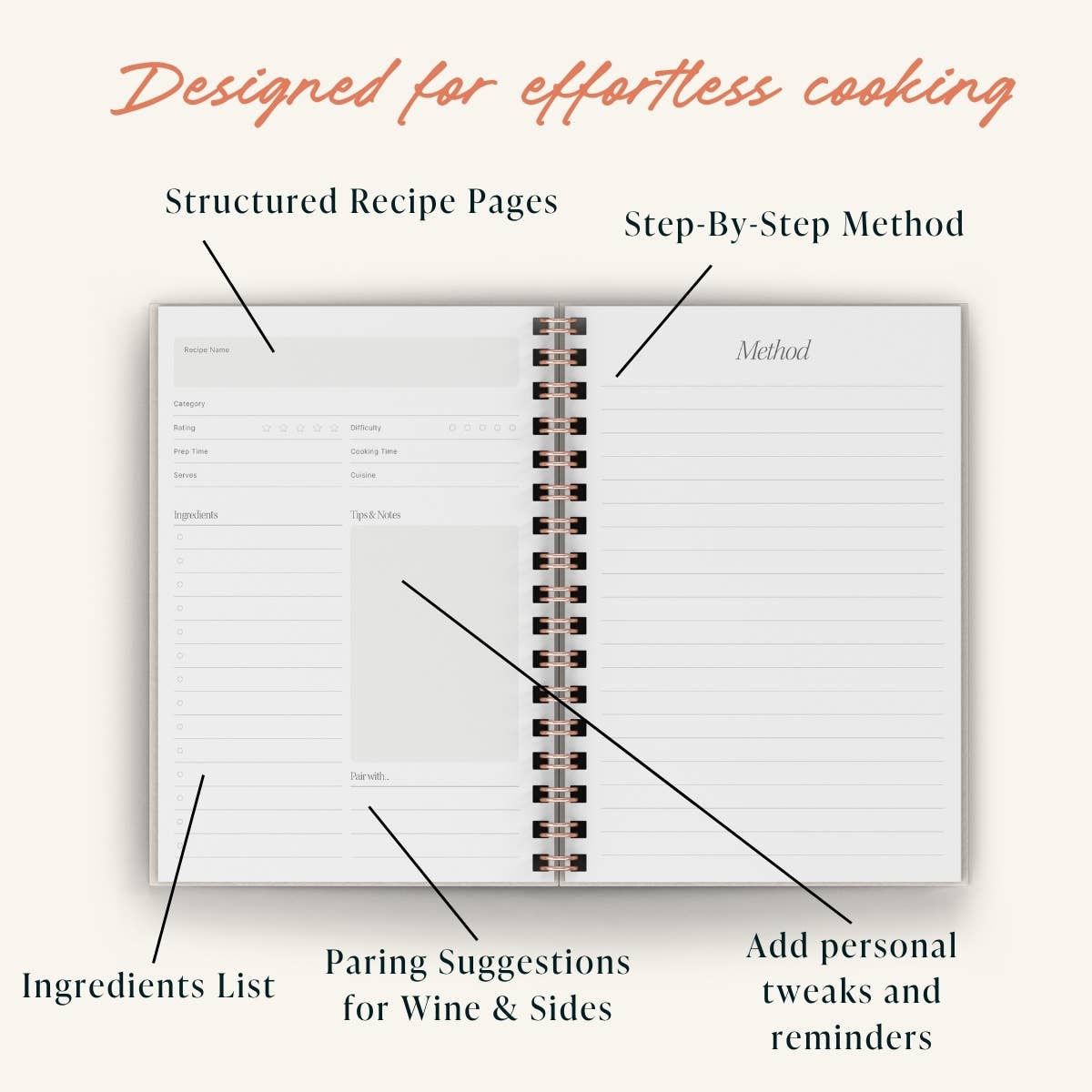 Olive Recipe Journal | A5 Spiral Hardcover Recipe Book