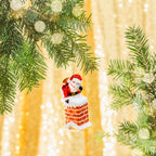 Santa Climbing Down the Chimney - Hanging Decoration
